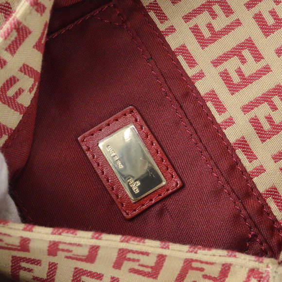FENDI Zucchino Mamma Baguette Mini Handbag Red Beige 97827 - Picture 8 of 10